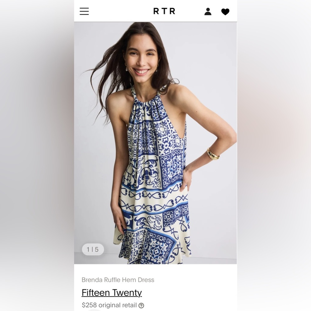 Fifteen Twenty Brenda Ruffle Blue and White Dress